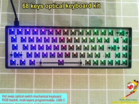 68 keys optical mechanical keyboard kit, 65% RGB backlit optical ...