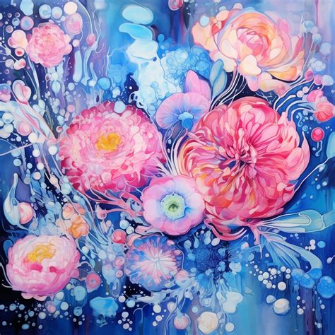 Pink And Blue Watercolor Flowers Free Stock Photo - Public Domain Pictures