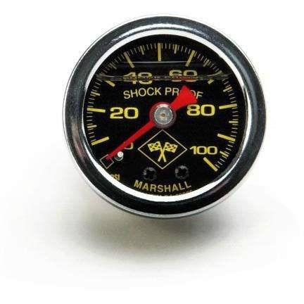 Fuel Rail Pressure Gauge (0-100 PSI 1 1/2'' Liquid Filled Black) - Steeda