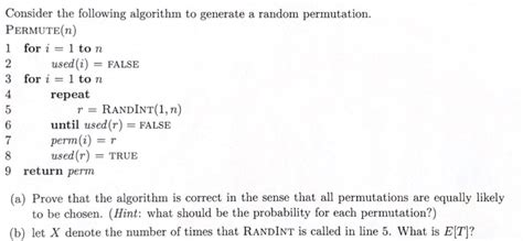 Consider the following algorithm to generate a random | Chegg.com