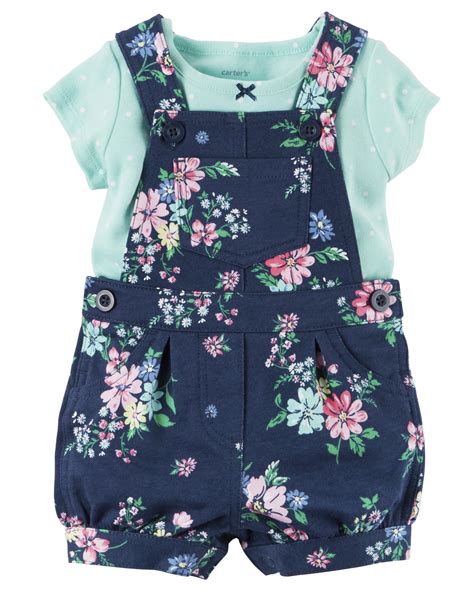 Carter's Newborn & Infant Girls' Shirt & Shortalls - Floral