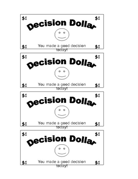 Decision Dollar Template | Education World