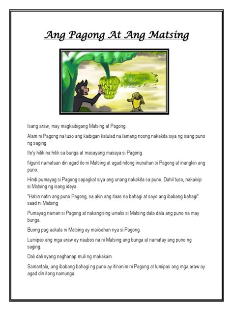 Ang Pagong at Ang Matsing | PDF