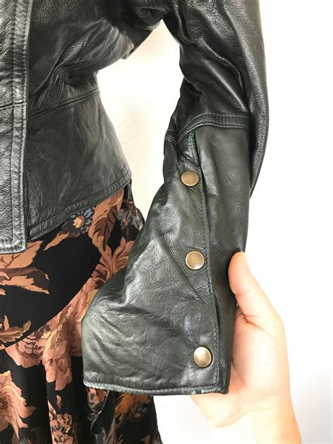 vintage leather jacket / 80s leather jacket / Olive leather jacket