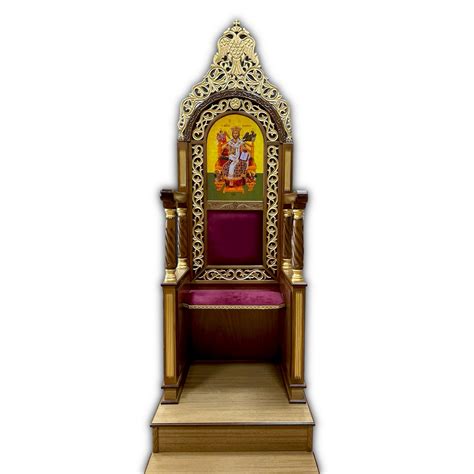 Orthodox Bishop Throne, trimmed in gold leaf – Holy Archangel Candles