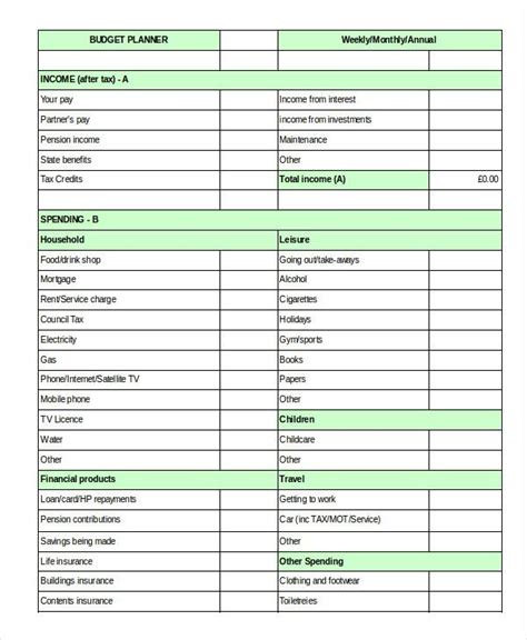 Sample of home budget spreadsheet - moplaaddict