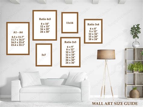 Wall Art Size Guide Print Size Guide Wall Display Guide Poster Size Chart 2x3, 3x4, 4x5, 5x7 ...