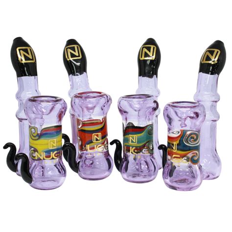 Nugg Life Glass Hand Pipe with Zig Wag Color & 2 Horns – Nugg Life