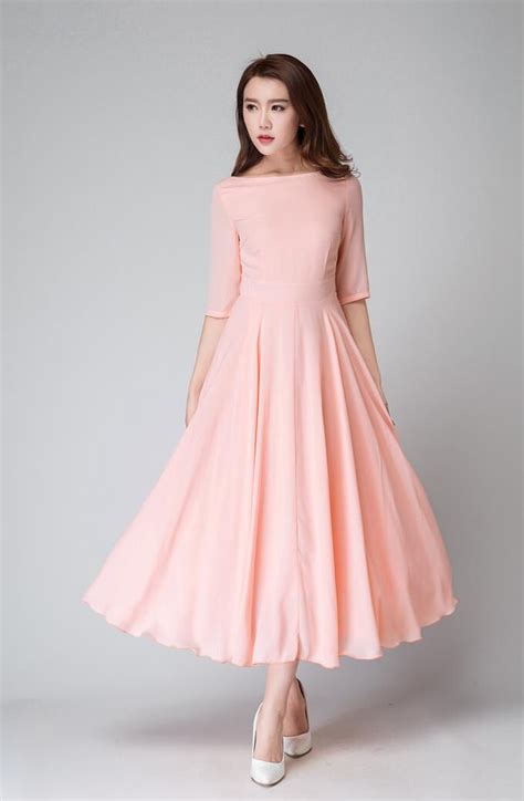 Chiffon Dress for Women, Long Chiffon Dress, Pink Long Dress ...