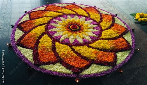 Onam flowers, onam is Kerala’s most popular festival of Malayalam people. Stock-Foto | Adobe Stock