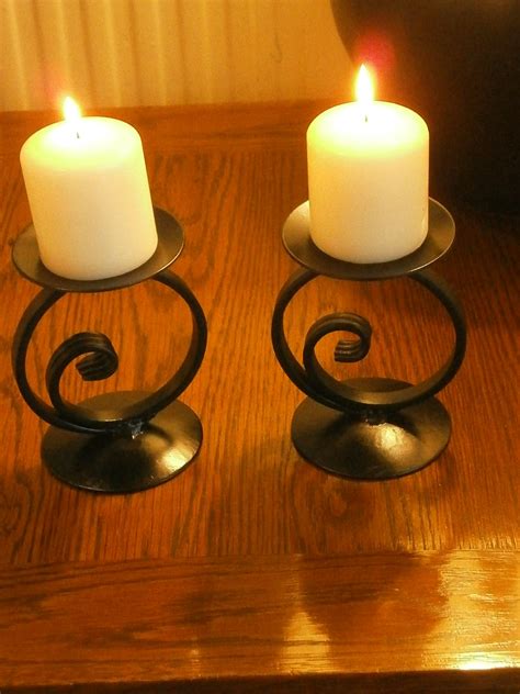 Set 2 candeleros Incluye velas $500.00 Wrought Iron Decor, Wrought Iron Gates, Metal Decor ...