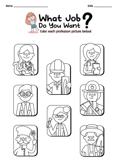 Job Worksheets For Kids