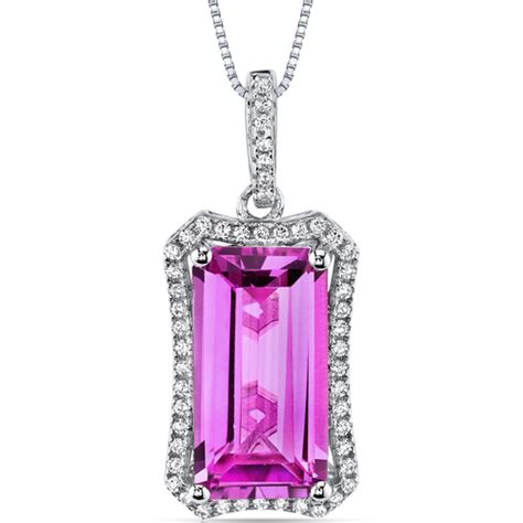 Women's Sterling Silver Vintage Emerald Cut Pink Sapphire Pendant on Storenvy