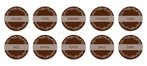 Cardboard Spice Labels. Round Food Labels or Stickers. for Marking Kitchen Food Containers and ...