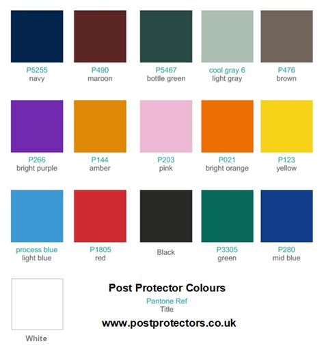 Post Protectors Colour Chart | Post Protectors