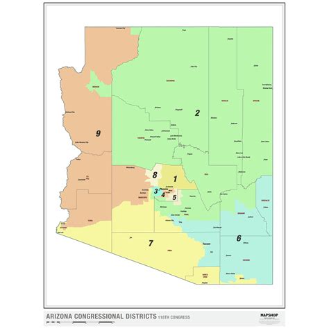 Arizona 2022 Congressional Districts Wall Map by MapShop - The Map Shop