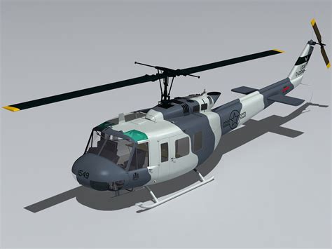 3d model bell uh-1h helicopter cockpit