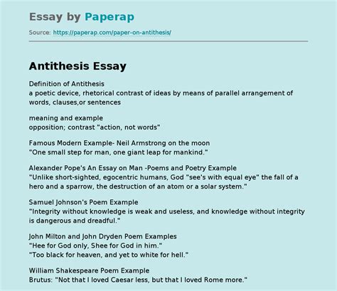 Antithesis Essay Example