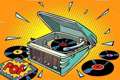 pop music, vinyl records and gramophone | Music illustration, Pop art illustration, Music artwork