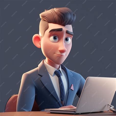 Premium Photo | 3D illustration of businessman with laptop businessman working in office Cartoon ...