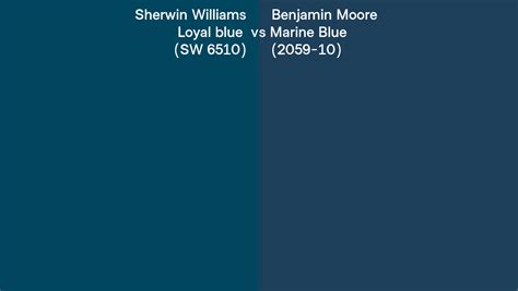 Sherwin Williams Loyal blue (SW 6510) vs Benjamin Moore Marine Blue (2059-10) side by side ...