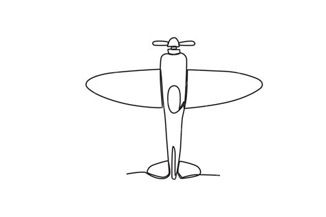 Premium Vector | Top view of an airplane vintage plane oneline drawing