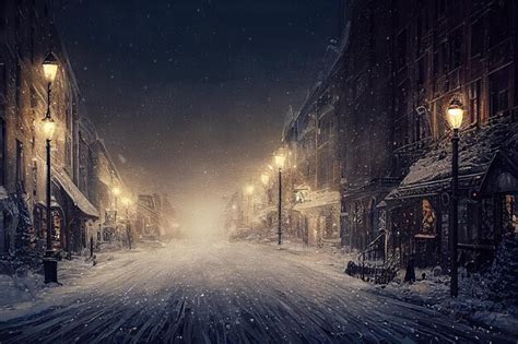 Premium Photo | A beautiful digital artwork of snowy street with ...