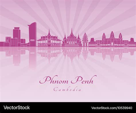 Phnom Penh skyline in purple radiant orchid Vector Image