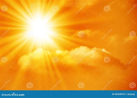 Bright Sun in the Orange Sky Stock Photo - Image of atmosphere, cloudy: 96328970