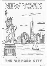 New York The Statue Of Liberty And Tip Manhattan  sketch template