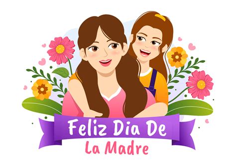 Feliz Dia De La Madre Illustration with Celebrating Happy Mother Day and Cute Kids in Flat ...