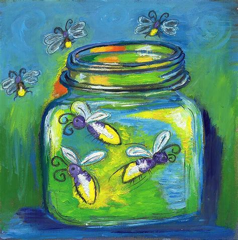 Fireflies in a jar Painting by Eliza Filimon | Saatchi Art