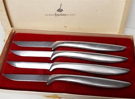 Set of 4 Vintage GERBER Legendary Blades Miming Steak Knife Knives Original Box! | Gerber ...