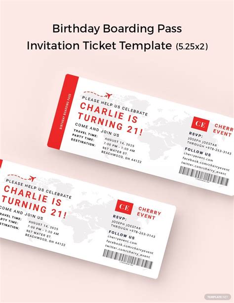 Birthday Boarding Pass Invitation Ticket Template in PSD, Illustrator ...