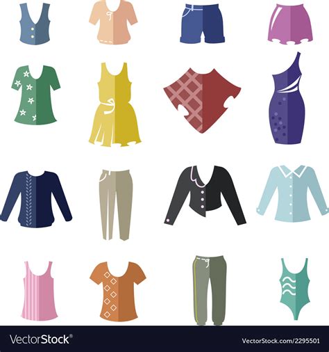 Different types of women clothing as icons Vector Image