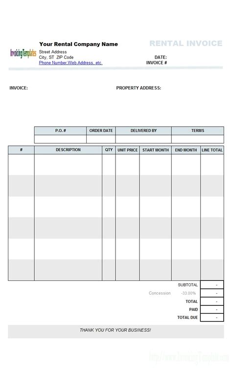 Property Management Invoice * Invoice Template Ideas