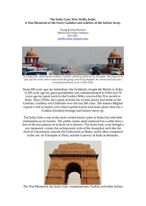 (PDF) The India Gate, New Delhi, India. A War Memorial to the brave ...