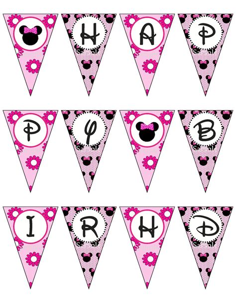 Minnie Mouse Pink Birthday Banner Printable By Zdesignsbyrosina | Minnie mouse printables ...