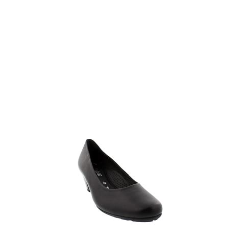 Gabor Ladies Black Leather Wide Fit Court Shoe - County Shoes Dorchester