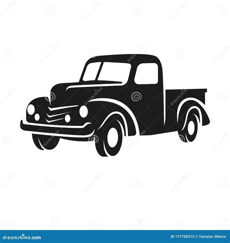 Old Retro Pickup Truck Vector Illustration. Vintage Transport Vehicle Stock Vector ...