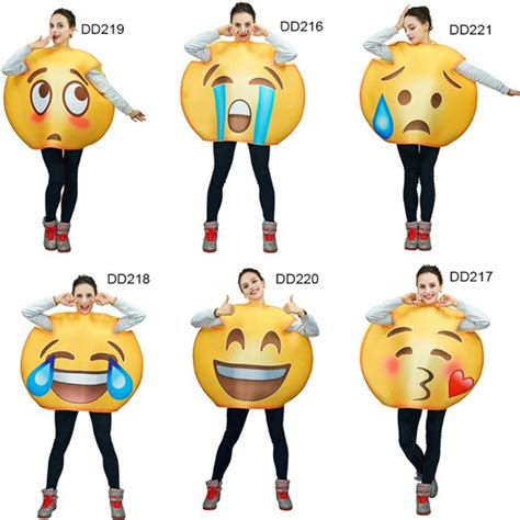 2018 Unisex Funny Emoji Costumes Face Series Jumpsuit Cartoon Cosplay ...