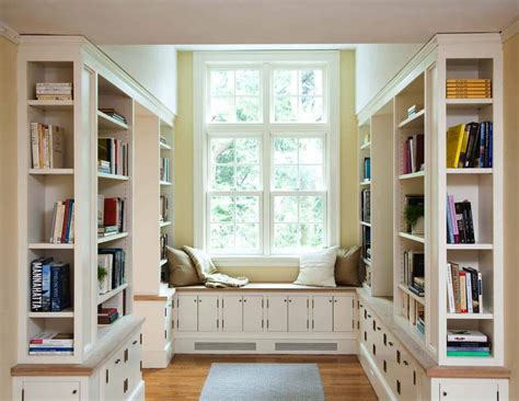 36 Fabulous home libraries showcasing window seats | Home library design, Cozy home library ...