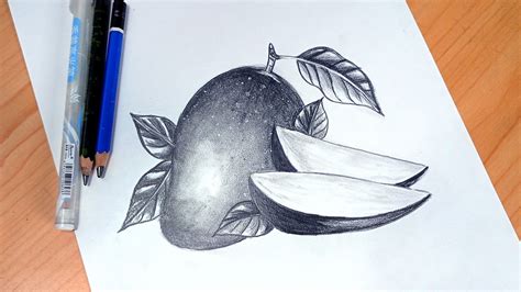 How to draw mango step by step/Fruit Drawing Series#1 | Fruits drawing, Drawings, Bus drawing