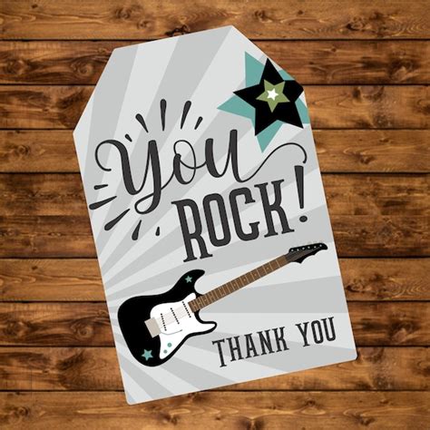 You Rock printable favor tags, Instant Download, rock star birthday ...