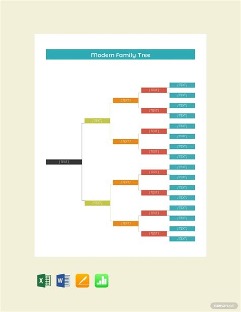 Modern Family Tree Template in Excel, Word, Pages, Numbers, Google Docs ...