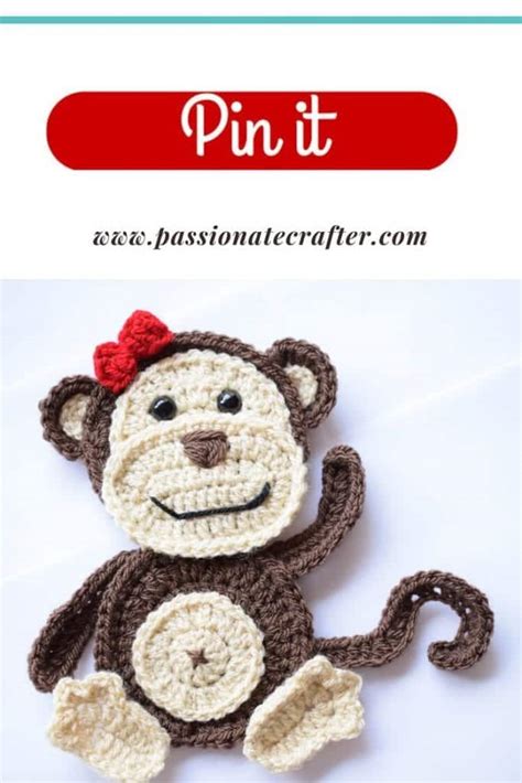 Free crochet Monkey applique pattern - Passionate Crafter