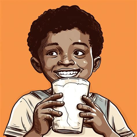 Young boy drinking milk, cartoon illustration with generative ai ...