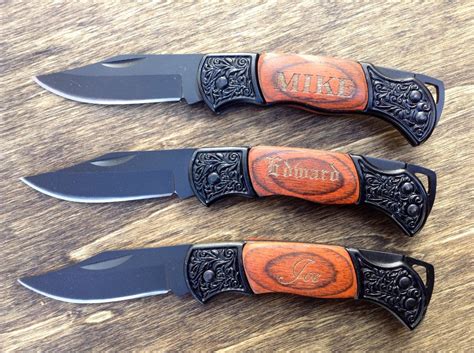 SET OF 2 Engraved Pocket Knives by PaulyTurnerDesigns on Etsy