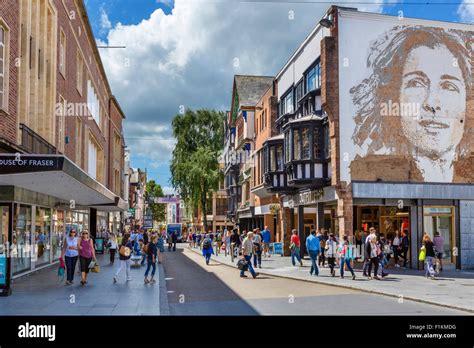 Shops on the High Street in the city centre, Exeter, Devon, England, UK ...