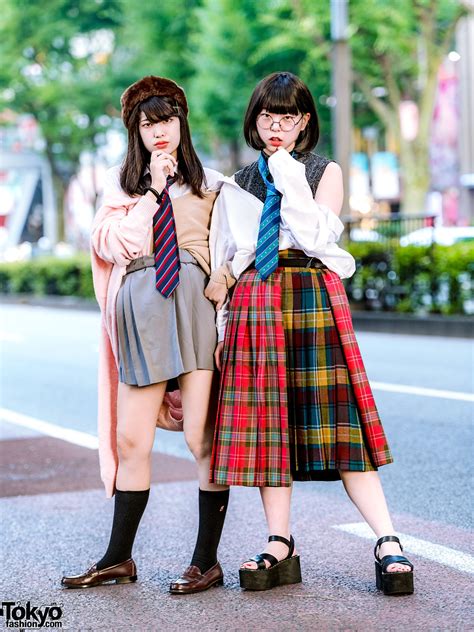 Japanese School Uniform Inspired Harajuku Street Styles w/ Neck Ties, Cardigan, Plaid Multi ...